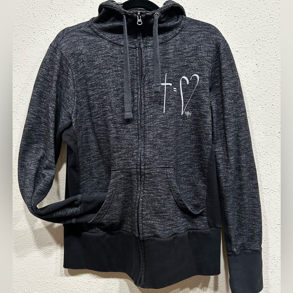 💜 NoTW Charcoal Zip-Up Sweater with Graphic Design- Unisex